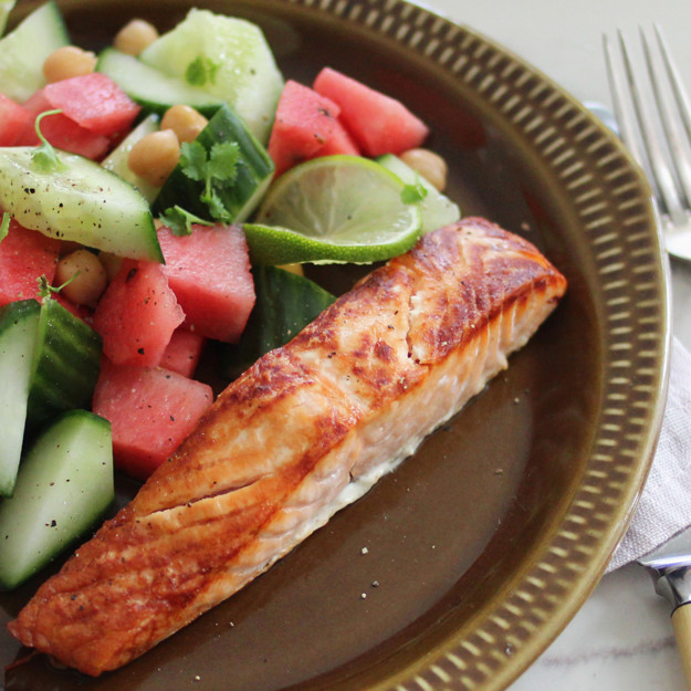 Vattenmelon och lax